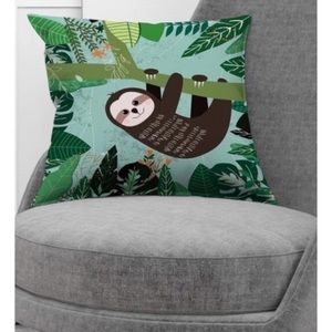 Happy Hanging Sloth Throw Pillow Cover 17x17 inches
